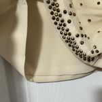 Diane Von Furstenberg  DVF | Beige Bronze Studded Rhinestone Blouse Size 0 Photo 4