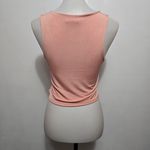 Live in the Moment Peachy Pink Shirred V-Neck Sleeveless Crop Top Large Photo 4