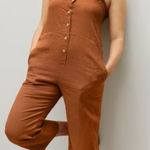 Everlane Burnt Orange The Linen Jumpsuit Size 00 Photo 0