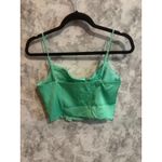ZARA  Mint Green Satin Cowl‎ Neck Corset Crop Top Photo 3