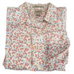 LL Bean Floral Wrinkle Free Pinpoint Oxford 3/4 Sleeve Button Up Shirt SMALL Photo 0