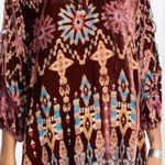 Johnny Was Geo velvet Burnout Mali Tunic Top Shirt Burgundy Tribal floral medium Photo 0
