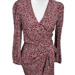 Ba&sh  Camille Wrap Dress In Carmin Floral Mini V Neck Red Women’s Size XS Photo 0