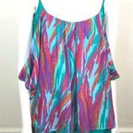 NWT Alysi Silk Tank Top size M Multicolor Layered Drape Italy Watercolors Size M Photo 0