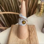 South African Tiger Eye Solid Sterling Silver Adjustable Ring Size 7 Brown Photo 1
