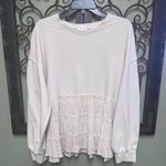 Pink Lily Ivory crew neck long sleeve ruffle tiered hem top Photo 4