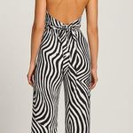 ASOS Zebra Print Halter Wide Leg Jumpsuit Size 6 NWOT Black Photo 1