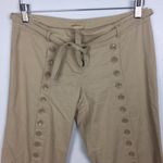 Anthropologie  Elevenses Khaki‎ Button Front Belted Crop Pant Size 4 Petite Photo 1