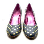OH DEER! GRAY LEATHER "LADY IN WAITING" GOLD POLKA DOT HEELS (8) Photo 5