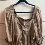 Free People  Women’s Brittnee Printed Crop Top Tropical Nut Sz Medium New Photo 3