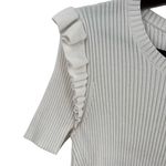 Cinq à Sept Cinq a Sept White Sweater Medium Short Sleeve Ruffle Detail Photo 2