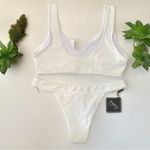 Zaful Ribbed Bikini Cutout & High Leg Bikini Set White Size 6 Medium Photo 2
