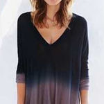 Pins and Needles Blue Ombre Dip Dye V Neck Long Sleeve Tunic Blouse Top Size S Photo 0