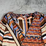 Chico's Shirt Multicolor Geometric Print Blouse Tie Sleeve Top Boho Chic Size M Photo 3