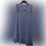 Violet Weekend Asymmetrical Ruffle Pearl Crystal Sleeveless Shift Dress ViVi L Blue Size L Photo 4