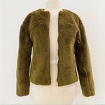 J.Crew  faux fur jacket. A beautiful olive green color NWT Photo 1