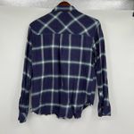 Rails  Leo Button Down Shirt Violet Teal Cream long sleeve fringe hem size medium Photo 3