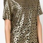 Equipment  FEMME Metallic Gold Flowers RILEY TEE SILK Luxe Office Dressy Size XS Photo 0