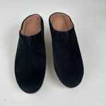 Gentle Souls - Skylar Wedge Mules Black Suede Leather Wood Block Heel Photo 1