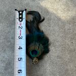 Vintage Peacock Feather & Rhinestone Women’s Hair Clip 5” NWOT Western Green Photo 6