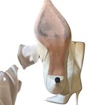 Schutz Knee High Leather Boots Metal Pointed Toe White 9.5 Photo 5