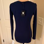 Valerie Bertinelli  Navy Long Sleeve Top with Rhinestone Detailing size small Photo 2