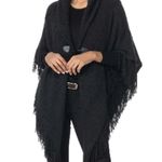 Charter Club  Raschel Knit Toggle Poncho Wrap in Black, One Size NWT Photo 1