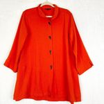 John Mark  Wire Collar Button Up Tunic Size Large Orange Artsy Lagenlook NEW Photo 0