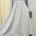 Polagram  Light Blue Embroidery Long Sleeves Cottagecore Peasant Zippered Dress S Photo 3