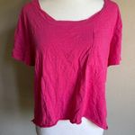 Jason Wu  Pink Scoop Neck Cropped Pocket Short Sleeve Tee Womens L Casual Photo 0