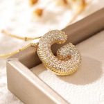 Letter G Initial Zircon Balloon Necklace Gold Photo 1