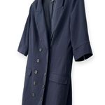 Venus | 10 - M | Oversized Long Blazer Dress Button Front Navy Blue Jacket Photo 1