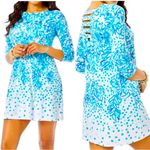 Lilly Pulitzer Ophelia Dress Resort Karma Camellia Engineered White/Blue XXS NEW Photo 1