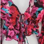 For Love & Lemons  Scarlett Floral Ruffle Crop Top Pink Multi XS Photo 7