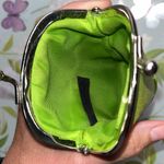 Vintage 70s 80s Green Leather Coin Glasses Cigarettes Lipstick Makeup Purse Photo 4