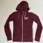Nike  Womens Essential Vintage Full Zip Lightweight Hoodie Sweatshirt Burgundy XS Photo 0