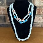 Vintage Puka Shell Necklace Bundle Blue Photo 0
