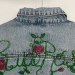 Eddie Bauer Unisex Hand Paint Vintage Y2K Light Wash Button Down Denim Jacket S Photo 8