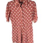 Reformation Gilly Romper Short Sleeve Pockets Polka Dot Pink White 0 Photo 0