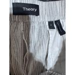 Theory  Linen Wide Leg Cropped Pant Pull-On Striped Minimalist Women's Petite P Photo 3
