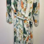 New Look Women's Maxi Dress White Floral Tropical 1x‎ Sleeves Flowy Photo 0
