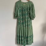 ZARA  Maxi Dress Green Metallic Gold Tiered Flowy Bohemian Size XS SMALL oversize Photo 7