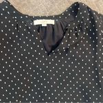 Loft EUC Ann Taylor Black Polka Dot Dress With Ruffle Hem, Size Medium Photo 4
