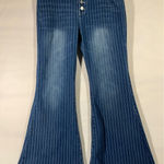 Womens Bell Bottom Jeans Pinstripe Flare Button Fly Boho Hippie Denim Pants XL Blue Photo 0