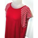 USA Red Striped Sleeve Raglan Tee Shirt Top Womens Medium 4th of July Photo 3