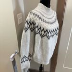 Max Studio Mock Neck Fair Isle Sweater Grey Black White Winter Holiday Knit Soft Photo 2