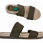 Haute Hippie  Green Faux Suede Slip On Espadrille Sandals Women’s 8 Beachy Shoes Photo 0