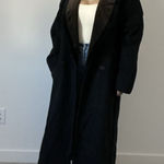 Vintage 80s Jonathan Michael Black Wool Coat Paisley Collar Made in USA L/XL Size L Photo 0