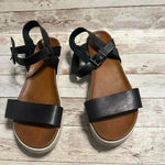 MIA  Ellen Platform Sandals Size 8 1/2 Black White Ankle Strap Leather Photo 4