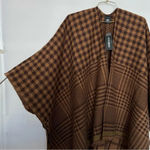 Steve Madden  Plaid Kimono Ruana Reversible Brown Multi One Size Fits All Photo 5